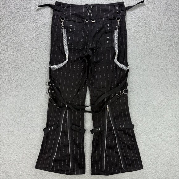 Tripp NYC Pants Womens 28 / 7 Black Godfather Stripe Super D Ring Flare Wide Leg - Picture 2 of 12